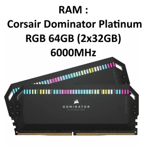 رم کورسیر DOMINATOR PLATINUM RGB 64GB 2X32GB 6000MHz CL40 DDR5