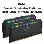 رم کورسیر DOMINATOR PLATINUM RGB 64GB 2X32GB 6000MHz CL40 DDR5