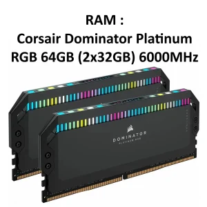 رم کورسیر DOMINATOR PLATINUM RGB 64GB 2X32GB 6000MHz CL40 DDR5