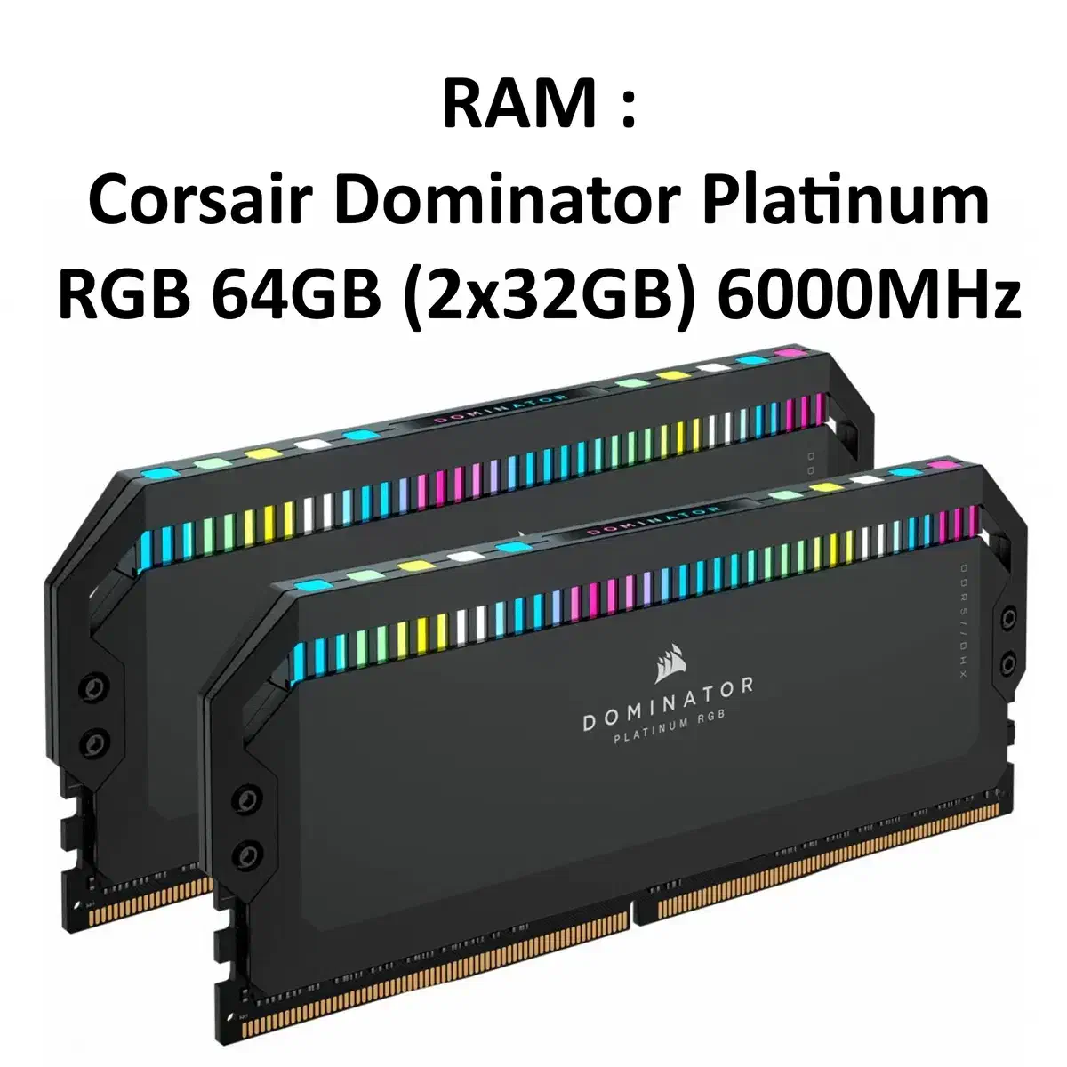 رم کورسیر DOMINATOR PLATINUM RGB 64GB 2X32GB 6000MHz CL40 DDR5
